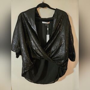 🆕️ Trina Turk Black Dressy Shimmer Concourse Women's Top Size XS/S